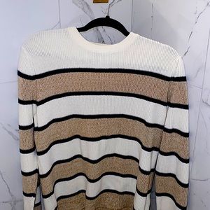 Large Men Express sweater. White, Black, and Tan. Hardly worn
